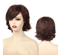 Perruque courte bouclée pour femme, respirante et confortable, perruque rouge ondulée courte avec frange, fibre résistante à la chaleur, ne se déforme pas facilement, la brindille naturelle Shor