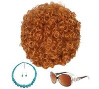 Perruque courte bouclée rouge orange, lot de 5 pièces, perruque synthétique ondulée résistante à la chaleur pour déguisement de propriétaire, courte rouge et glacée pour cosplay, fête d