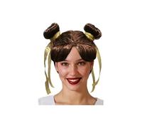 Perruque courte Châtain 2 chignons Femme