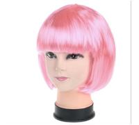 Perruque courte colorée BOB pour femme, perruque droite, pour étudiante, cheveux courts, pour carnaval, cosplay, fête à thème, Halloween, rose