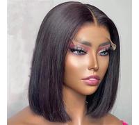 Perruque Courte, Coupe Au Carré, Blonde, Pré-Épilée, Avec Lace Front Transparent 134 Frontal Wig 16inch#180##1B