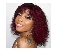 Perruque courte courte bob bouclé coquette avec frange 10-16 "Curl Human Hair Wigs pour femmes noires Brésilien Remy Hair Full Machine Curl Perruques Grey Perrettes pour femmes (2 10 pouces)