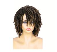 Perruque courte dreadlocks for femme, cheveux synthétiques doux sans colle, résistants à la chaleur et respirants, perruque afro bou noire Effet naturel et Volumineux(Dark Brown)