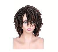 Perruque courte dreadlocks for femme, cheveux synthétiques doux sans colle, résistants à la chaleur et respirants, perruque afro bou noire Effet naturel et Volumineux(Brown)