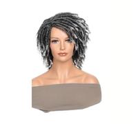 Perruque courte dreadlocks for femme, cheveux synthétiques doux sans colle, résistants à la chaleur et respirants, perruque afro bou noire Effet naturel et Volumineux(Black White)