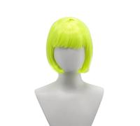 Perruque Courte Droite Au Néon Avec Frange Plate, Perruque Synthétique Multicolore Colorée Pour Femme, Idéale Pour Le Cosplay D'halloween, Les Festivals De Musique Du Mardi Gras