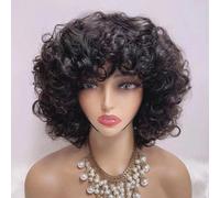 Perruque courte en cheveux humains, entièrement fabriquée à la machine. Perruques bouclées prêtes à porter, coupe pixie, rose bouclée, densité 180 %, pour femme. Description du produit :Prête à embras