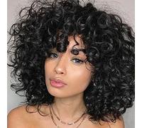 Perruque courte et lâche - Fibre résistante à la chaleur - Cheveux synthétiques afro - Demi-perruque naturelle quotidienne - Pour femmes noires et blanches - Respirant - Filet rose