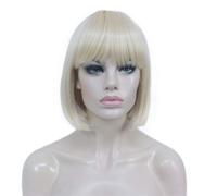 Perruque courte et lisse Aimole avec frange plate et synth tique pour femme (613-blond p le)