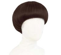 Perruque courte et lisse style bob rétro années 60 for homme, idéale for un costume ou un cosplay. Hairline Fine(Dark Brown)