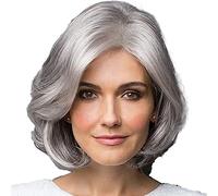 Perruque courte gris argenté pour femmes d'âge moyen et âgées, perruques courtes naturelles pour femmes pour cosplay, usage quotidien, perruques synthétiques résistantes à la chaleur