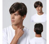 Perruque courte grise argentée pour homme, perruque avec raie latérale en couches, coupe Pixie, cheveux synthétiques naturels, remplacement pour fête quotidienne masculine-SS1002-1