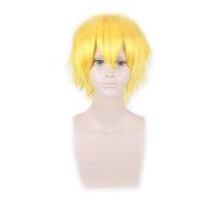 Perruque courte jaune or gris bleu marron vin rouge Orange haute température fibre synthétique perruques Costume fête Cosplay perruque PL-002-38