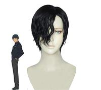 Perruque courte noire de détective Conan Akai Shuuichi avec frange bouclée noire pour Halloween, carnaval, fête