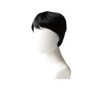 Perruque courte noire pour homme, fibre droite haute température, bonnet respirant réglable, ligne de cheveux naturelle, parfaite pour les entretiens et les environnements professionnels