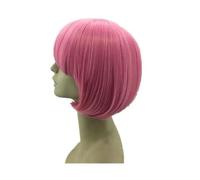Perruque courte ondulée avec frange plate, cheveux orange, synthétiques, résistants à la chaleur, pour fête d'Halloween, salon, costume, cosplay, postiche, rose, 30,5 cm
