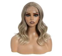 Perruque courte ondulée de 14 pouces for femmes, perruques synthétiques d'apparence naturelle avec naissance des cheveux en dentelle for tous les jours(T6C-24J-24J)