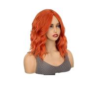Perruque courte ondulée for femme, style Bob, synthétique, résistante à la chaleur, aspect naturel, for coiffure quotidienne, 14 pouces Hair Extensions Pièces Wigs(Ginger Orange)