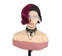 Perruque courte pixie lisse for femmes noires, 13 x 4 x 1, perruque frontale en dentelle avec raie en T for usage quotidien Extensions de cheveux(1B/99J)