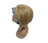 Perruque courte pixie lisse for femmes noires, 13 x 4 x 1, perruque frontale en dentelle avec raie en T for usage quotidien(8#)