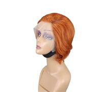 Perruque courte pixie lisse for femmes noires, 13 x 4 x 1, perruque frontale en dentelle avec raie en T for usage quotidien(350#)