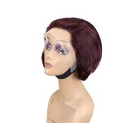 Perruque courte pixie lisse for femmes noires, 13 x 4 x 1, perruque frontale en dentelle avec raie en T for usage quotidien Extensions de cheveux(99j)
