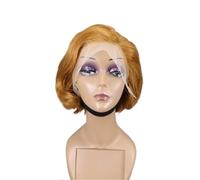 Perruque courte pixie lisse for femmes noires, 13 x 4 x 1, perruque frontale en dentelle avec raie en T for usage quotidien Extensions de cheveux(30#)