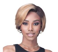 Perruque courte pixie lisse for femmes noires, 13 x 4 x 1, perruque frontale en dentelle avec raie en T for usage quotidien(1B/27)