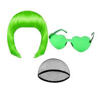 Perruque courte pour femme, coiffe fluo, 1 pièce pour costume, perruque de cheveux synthétiques pour performance sur scène, accessoire sur le thème d'Halloween, convention de bande dessinée, bal