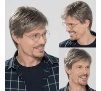 Perruque courte pour homme, cheveux de grand-père, cadeau pour mari, perruques courtes grises, perruques synthétiques résistantes à la chaleur pour papa-#4