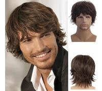 Perruque courte pour homme, cheveux de grand-père, cadeau pour mari, perruques courtes grises, perruques synthétiques résistantes à la chaleur pour papa-#3