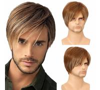 Perruque courte pour homme, cheveux de grand-père, cadeau pour mari, perruques courtes grises, perruques synthétiques résistantes à la chaleur pour papa-#5