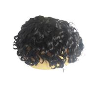 Perruque courte pour homme Couleur noire 1B de système remplacement postiche toupet cheveux humains mono fins bouclés profonds Couverture de tache chauve(7x9)