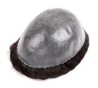 Perruque courte pour homme Postiche for homme en cheveux humains indiens bruns, base fine de 0,1 à,12 mm, prothèse capillaire masculine Couverture de tache chauve(2#,6x9)