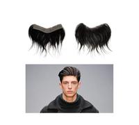 Perruque courte pour homme Postiche for homme, postiche frontal, cheveux humains, noir cassé, 1B#, peau fine en PU, ligne de naturelle Couverture de tache chauve(Size-7x16cm)