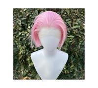 Perruque courte rose clair de 20 cm for femme, coupe au carré, 33 x 10 cm, sans colle, cheveux synthétiques, résistants à la chaleur, densité 150 Postiche Cheveux Femme
