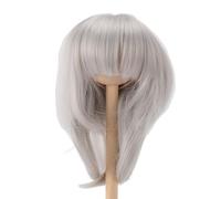 Perruque Courte Synthétique pour Poupée BJD 1/4, 18,5-21 cm, Cheveux Lisses, Gris Argenté