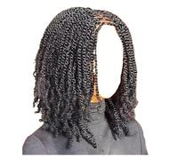 Perruque courte tressée avec fermeture légère, style Kinky Twist, twists crépus
