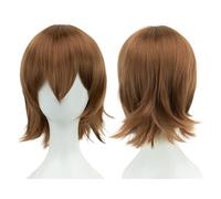 Perruque courte unisexe synthétique de 30 cm (12 pouces) avec frange, style bob, rose, blond, orange, for cosplay, fête, costume Lolita, perruque(F)