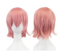 Perruque courte unisexe synthétique de 30 cm (12 pouces) avec frange, style bob, rose, blond, orange, for cosplay, fête, costume Lolita, perruque(C)