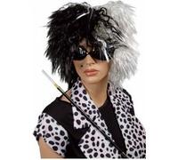 Perruque Cruella - Blanc / noir Blanc G