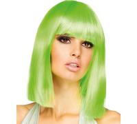 Perruque Dance vert fluo, longueur épaules avec frange
