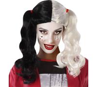 Perruque d'Assassin pour Femme Accessoire d'Halloween noir-blanc