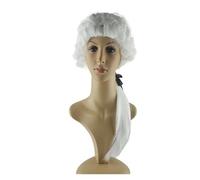 Perruque d'avocat blanche - Perruque d'avocat - Perruque d'Halloween - Cosplay - Costume de juge - Cosplay - Pour femmes et hommes - Cadeau