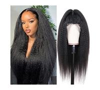 Perruque De 20,3 À 71,1 Cm, Cheveux Humains Crépus Lisses, Dentelle Frontale À 360°, Pré-Épilée, Marron Moyen, Dentelle Remy Brésilienne, 4X4, Perruques De Cheveux Humains Pour Femmes, Perruques Gris