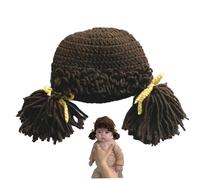 Perruque de bébé 1 pièce, chapeau de bébé amusant, perruque chaude d'hiver en fil crocheté avec queue cochon Clown pour Costume fille
