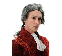 Perruque de Carnaval Gris Foncé Tresse Baroque Noble Poet Graf Prince Vampire