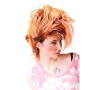 Perruque De Carnaval Punk Glam Vamp Iro Coiffée Noir Orange