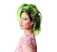 Perruque De Carnaval Punk Glam Vamp Iro Coiffée Noir Vert