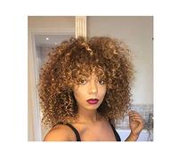 Perruque De Cheveux Bouclés Brun Doré Fluffy Kinky Curly Wig Pour Les Femmes Résistant à La Chaleur Naturel Synthétique Cheveux Courts Afro Perruque